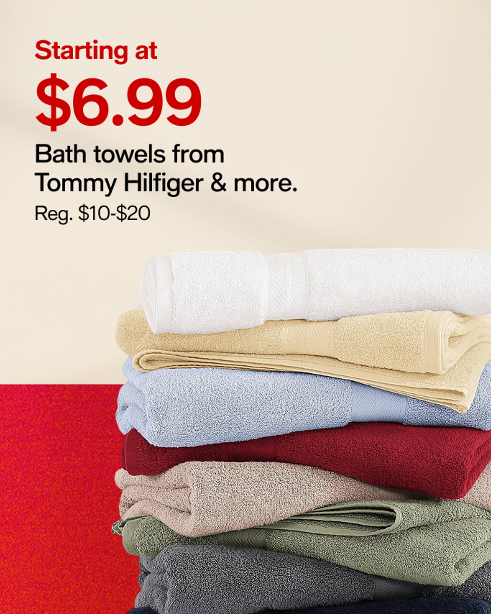 Starting at 6.99 Bath towels from Tommy Hilfiger & more